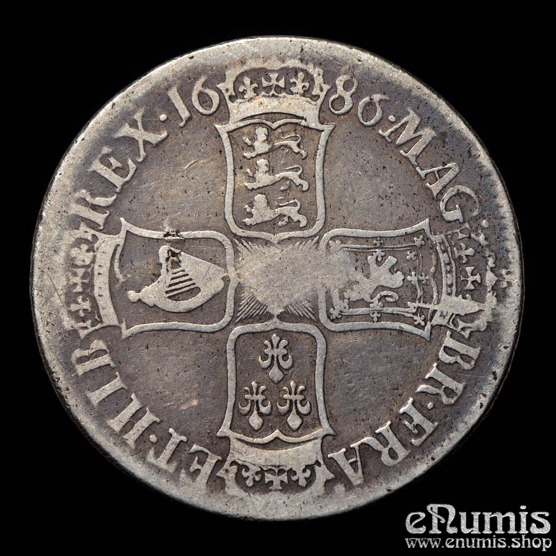 Great Britain, James II, Crown 1686, SECVNDO, Rare!, VF Great Britain, James II, Crown 1686, SECVNDO, Rare!, VF