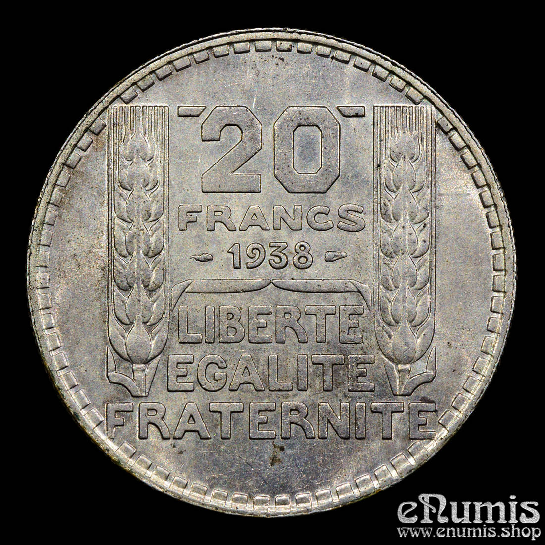 France, Third Republic, 20 Francs 1938, Turin, silver, UNC
