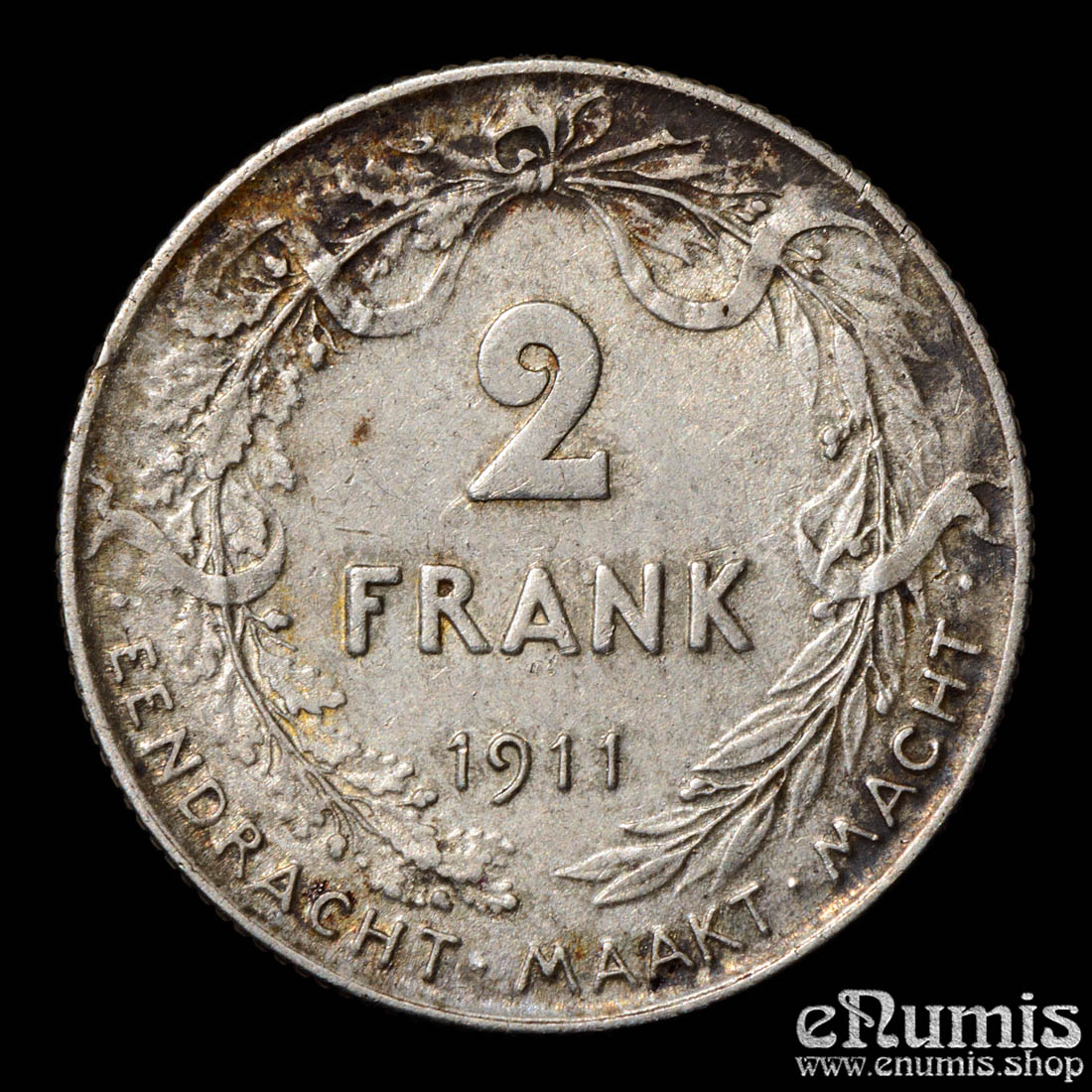 Belgium, Albert I, 2 Francs 1911, der Belgen, XF