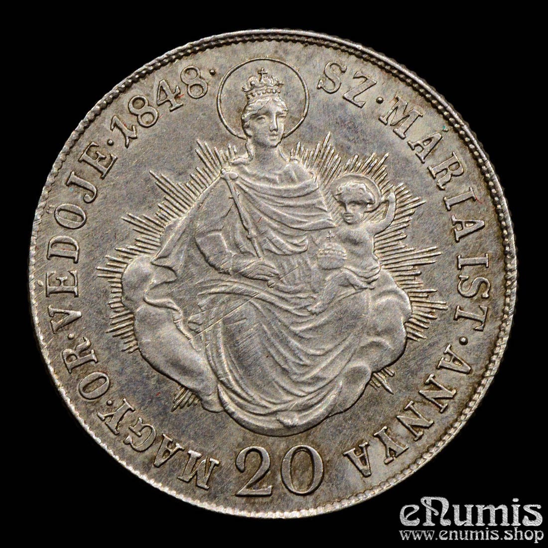 Austria, Hungary, Ferdinand I, 20 Kreuzer 1848 KB, Kremnitz, Prooflike, aUNC