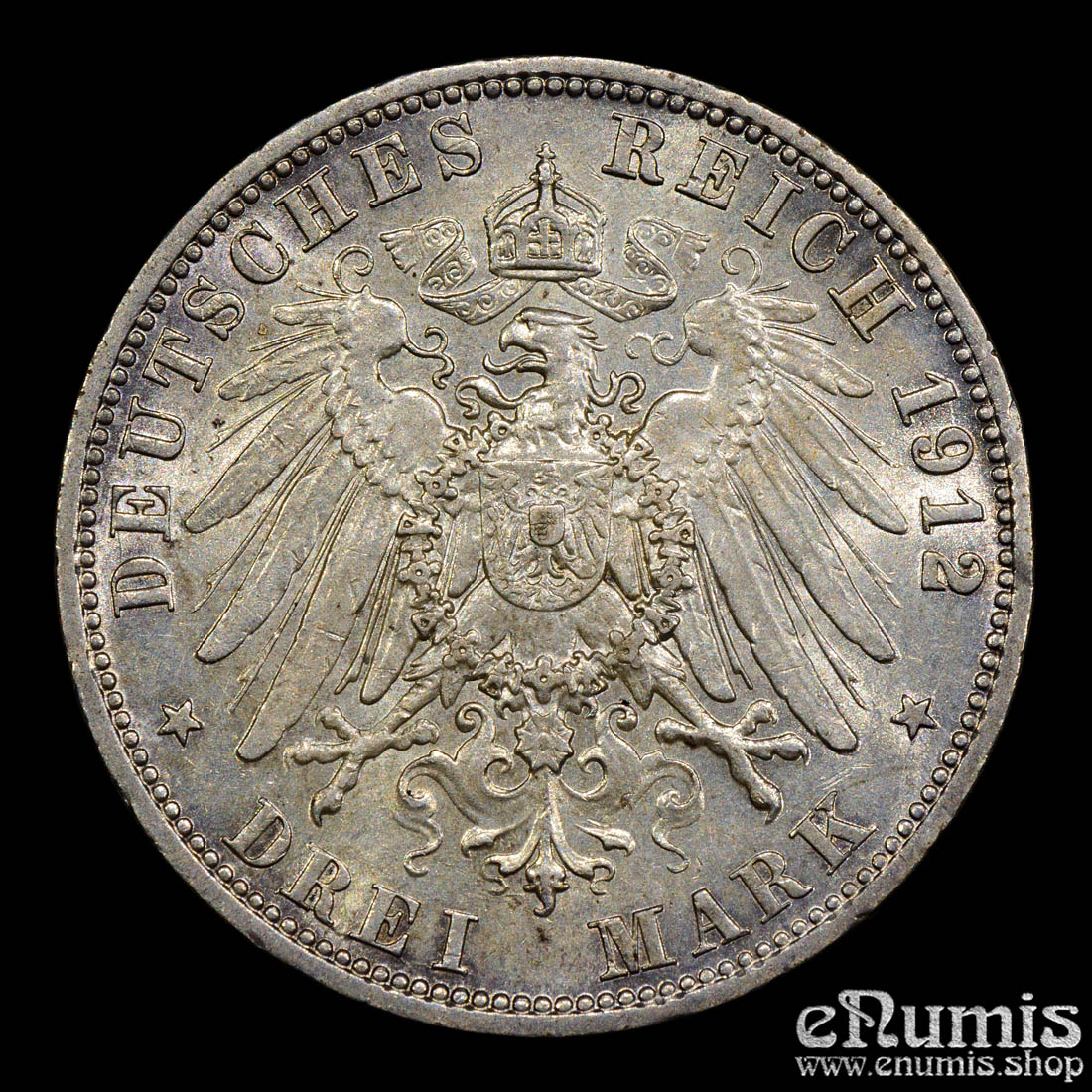 Germany, Prussia, Wilhelm II, 3 Mark 1912, aUNC Germany, Prussia, Wilhelm II, 3 Mark 1912, aUNC
