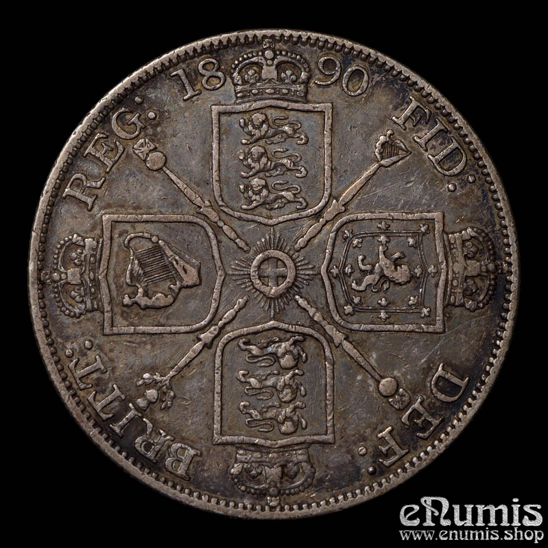 Great Britain, Victoria, Double Florin 1890, VF-XF