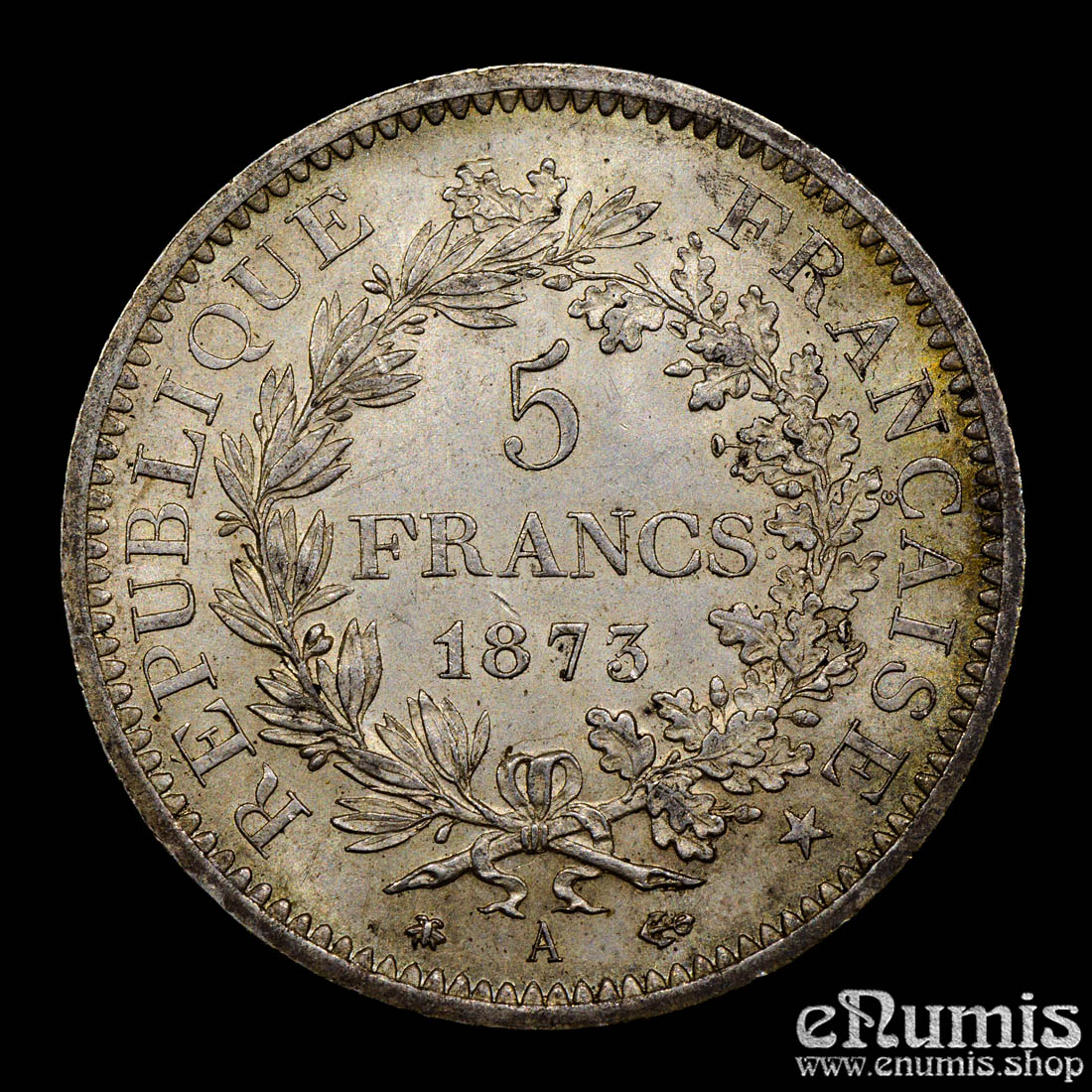 France, Third Republic, 5 Francs 1873 A, Paris, UNC
