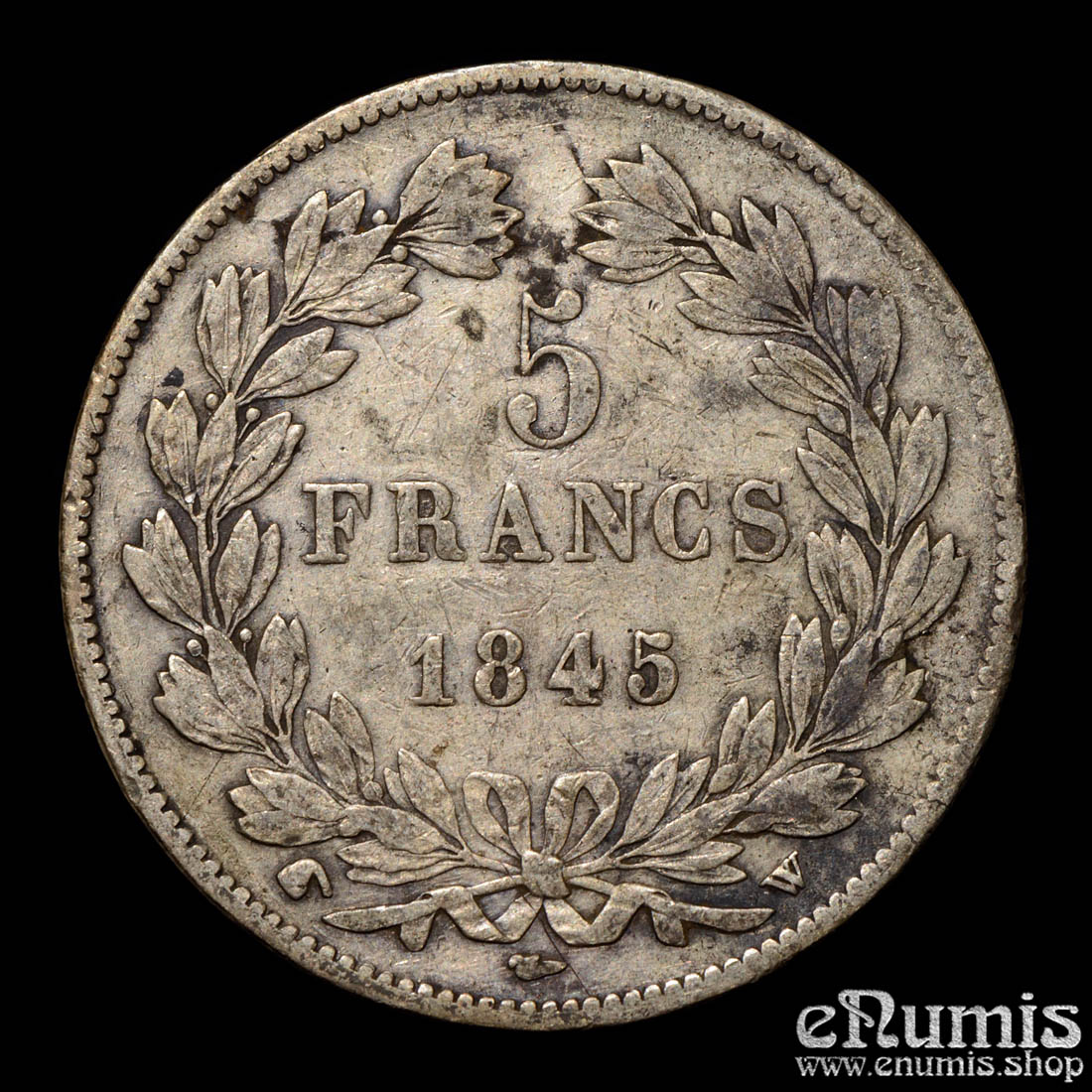 France, Louis Philippe, 5 Francs 1845 W, Lille, VF