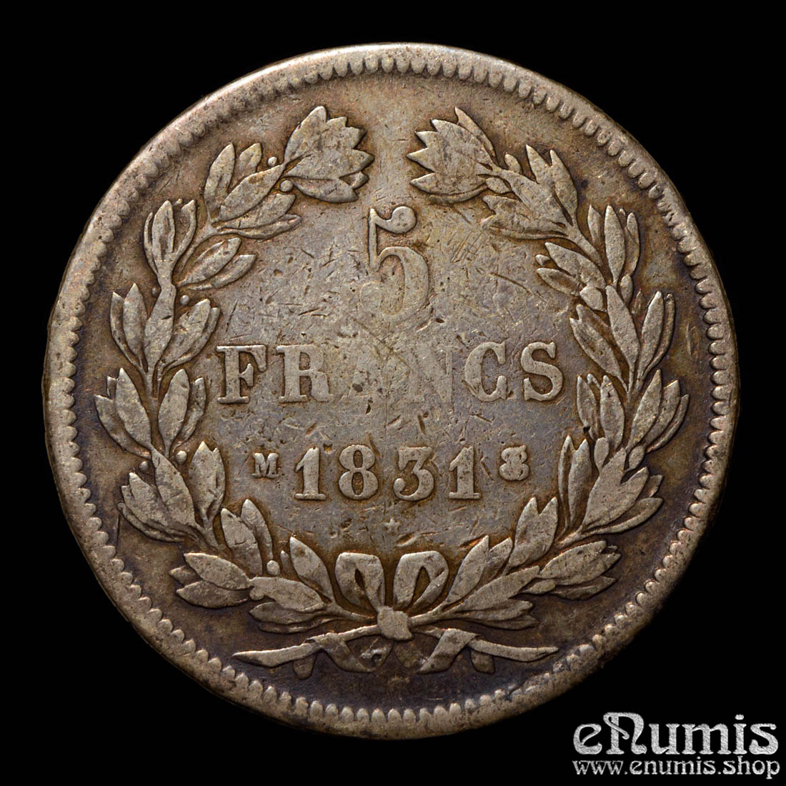 France, Louis Philippe, 5 Francs 1831 M, Toulouse, edge raised, aVF