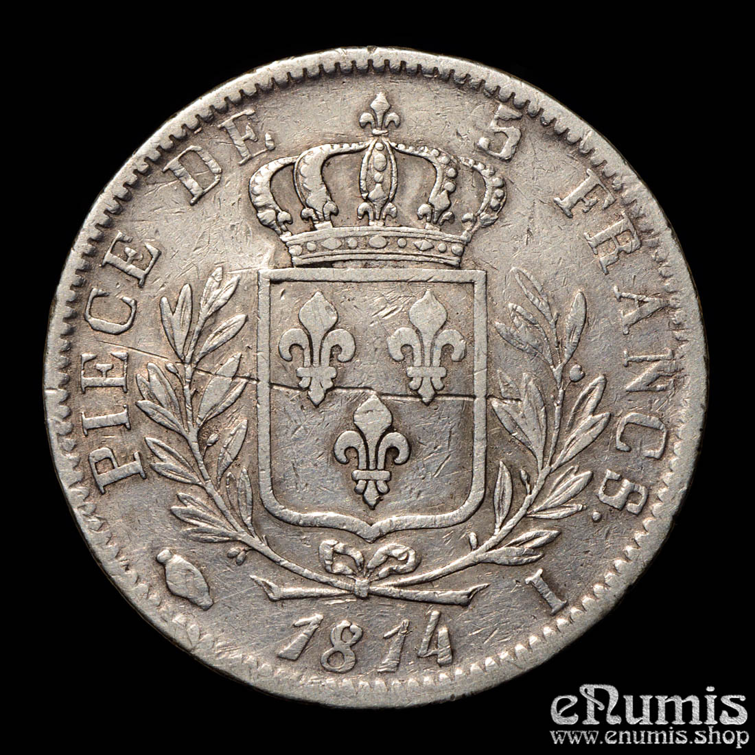 France, Louis XVIII, 5 Francs 1814 I, Limoges, VF+