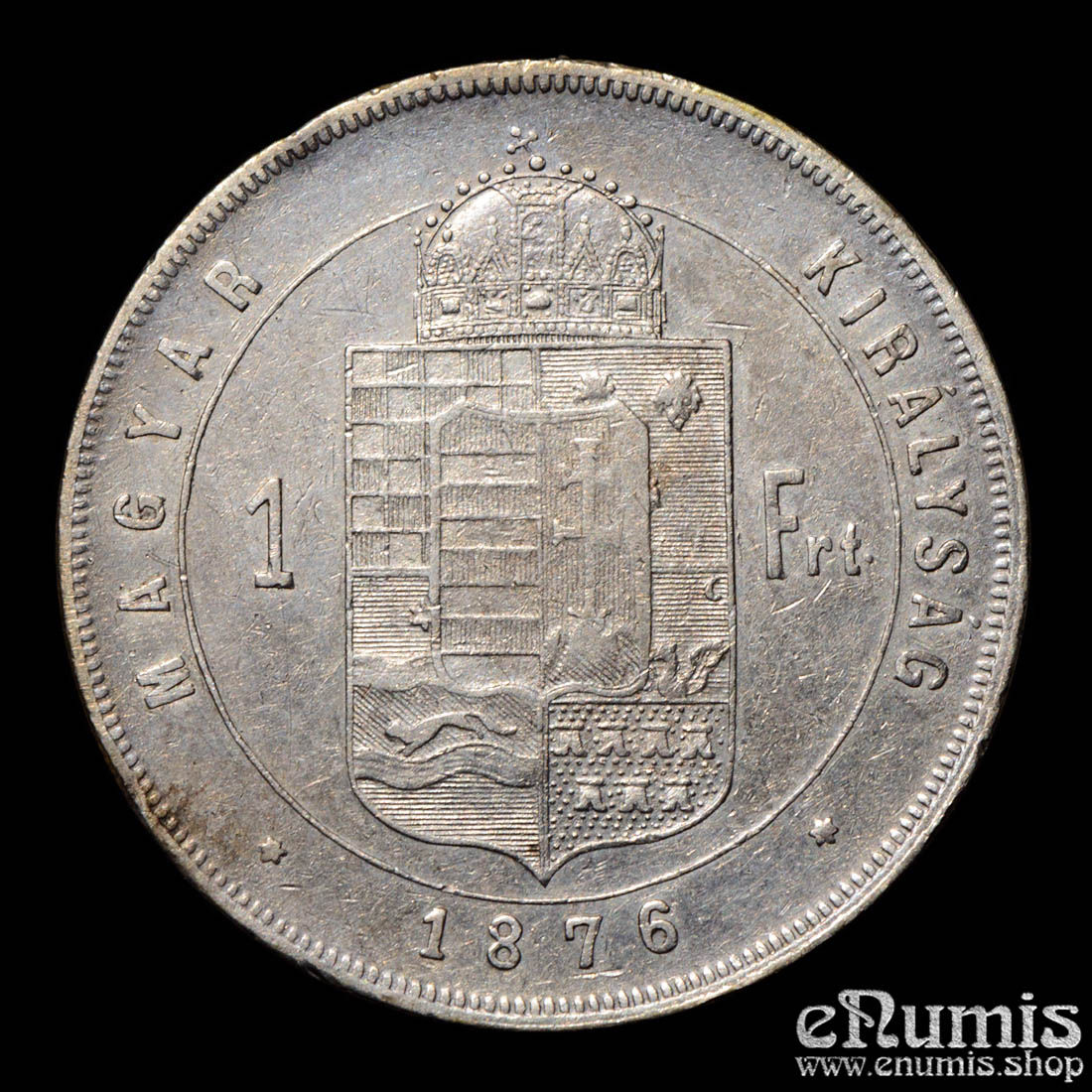Hungary, Franz Joseph I, 1 Forint 1876, better year, aXF