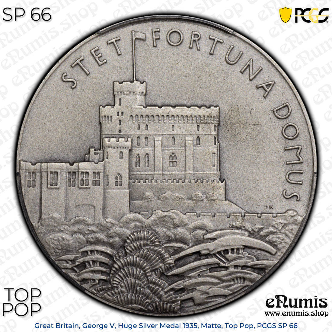 Great Britain, George V, Huge Silver Medal 1935, Matte, Top Pop, PCGS SP 66