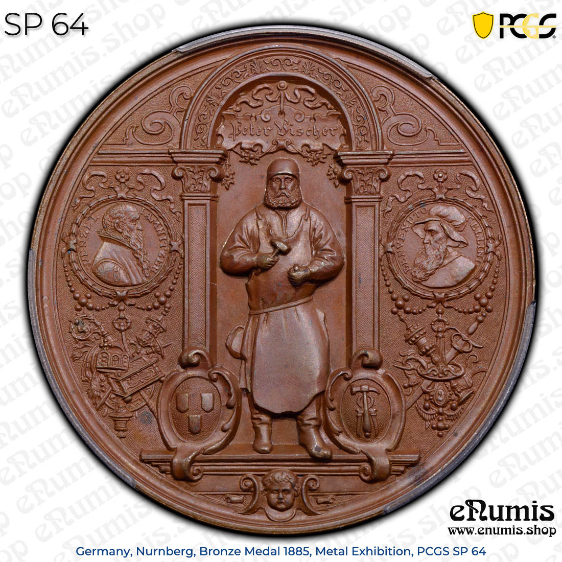 Germany, Nurnberg, Bronze Medal 1885, Metal Exhibition, PCGS SP 64