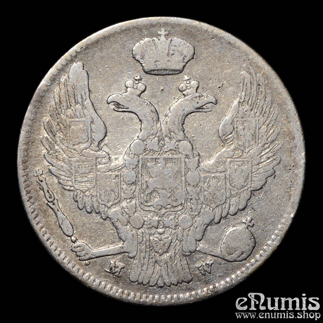 Russia, Poland, Nicholas I, 30 Kopeks 2 Zlote 1838, F-VF