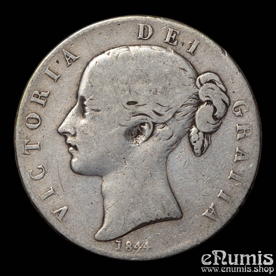 Great Britain, Victoria, Crown 1844, VIII, Star, F-VF Great Britain, Victoria, Crown 1844, VIII, Star, F-VF