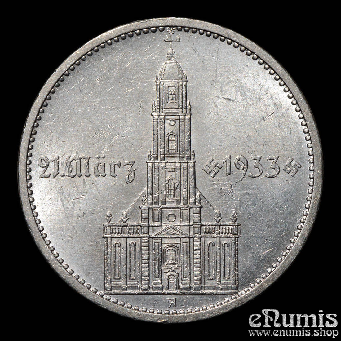 Germany, Third Reich, 5 Mark 1934 A, Garrison Church with date, UNC