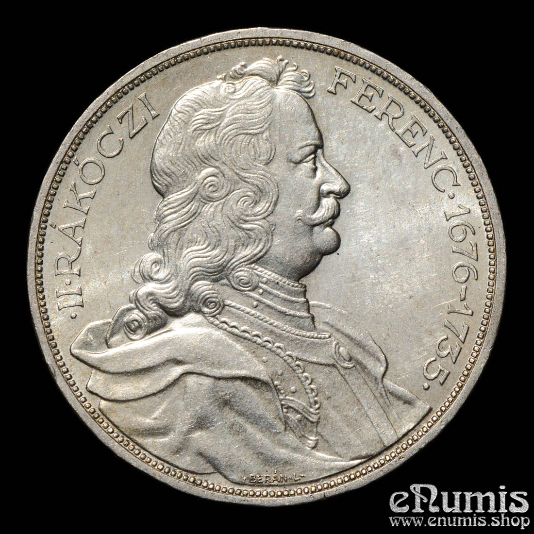 Hungary, 2 Pengo 1935, Bicentennial - Death of Rakoczi, UNC