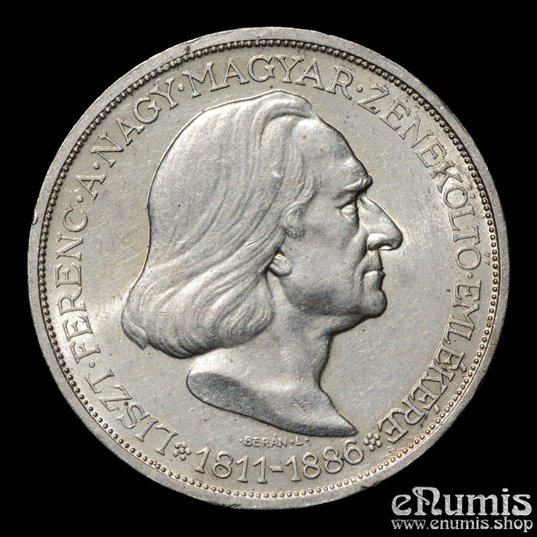 Hungary, 2 Pengo 1936, silver, 50th Anniversary - Death of Franz Liszt, UNC