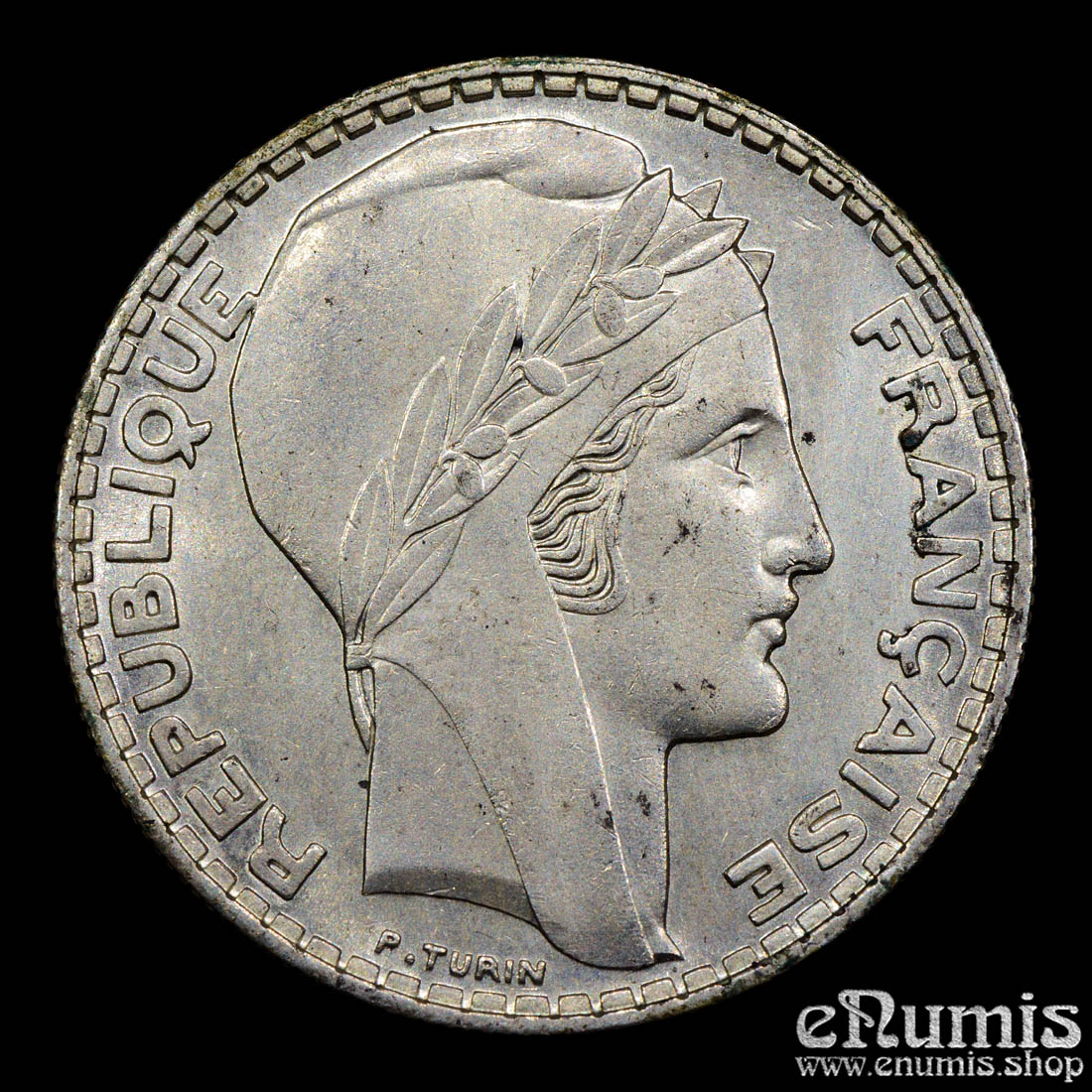 France, Third Republic, 20 Francs 1938, Turin, silver, UNC