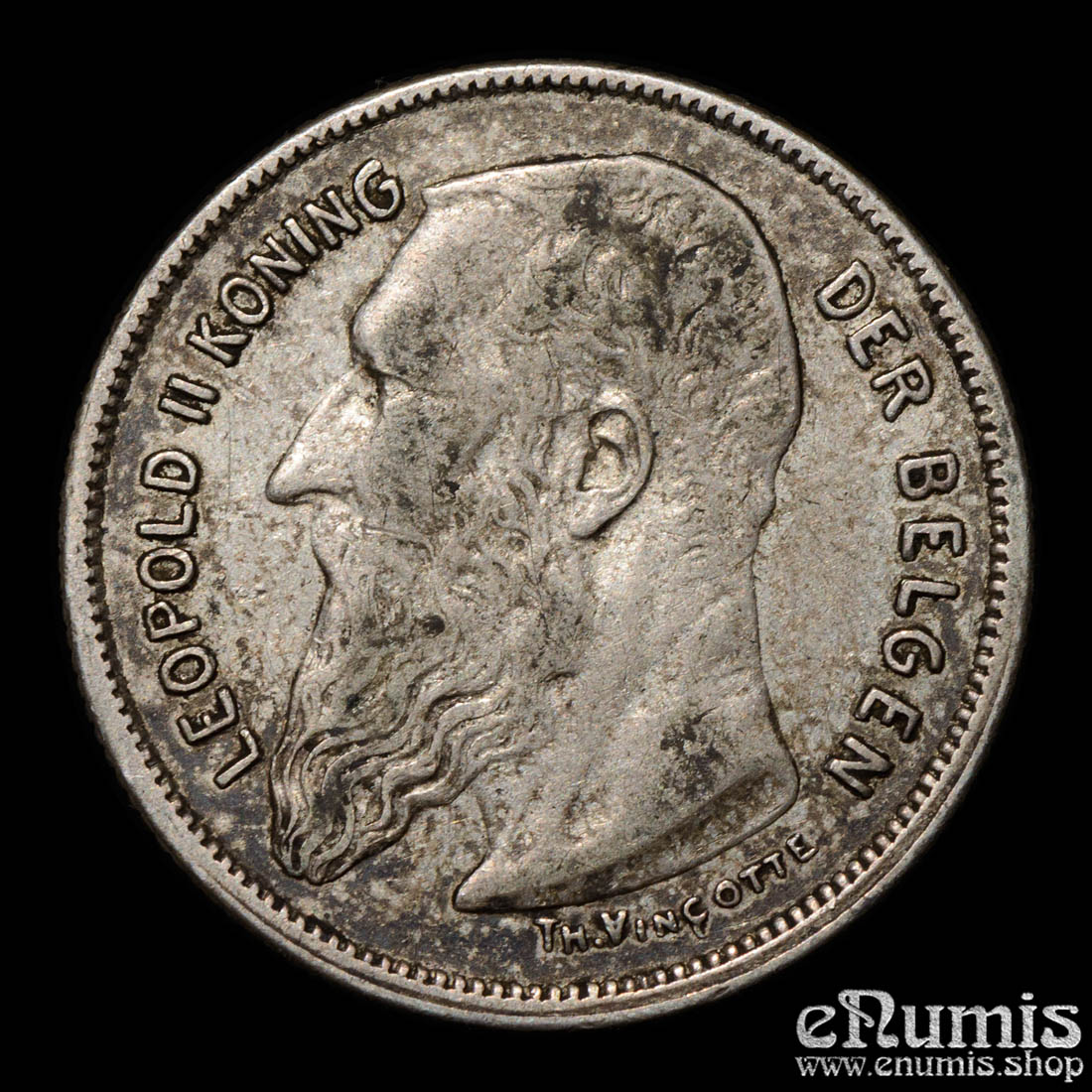 Belgium, Leopold II, 2 Francs 1909, der Belgen, aXF Belgium, Leopold II, 2 Francs 1909, der Belgen, aXF