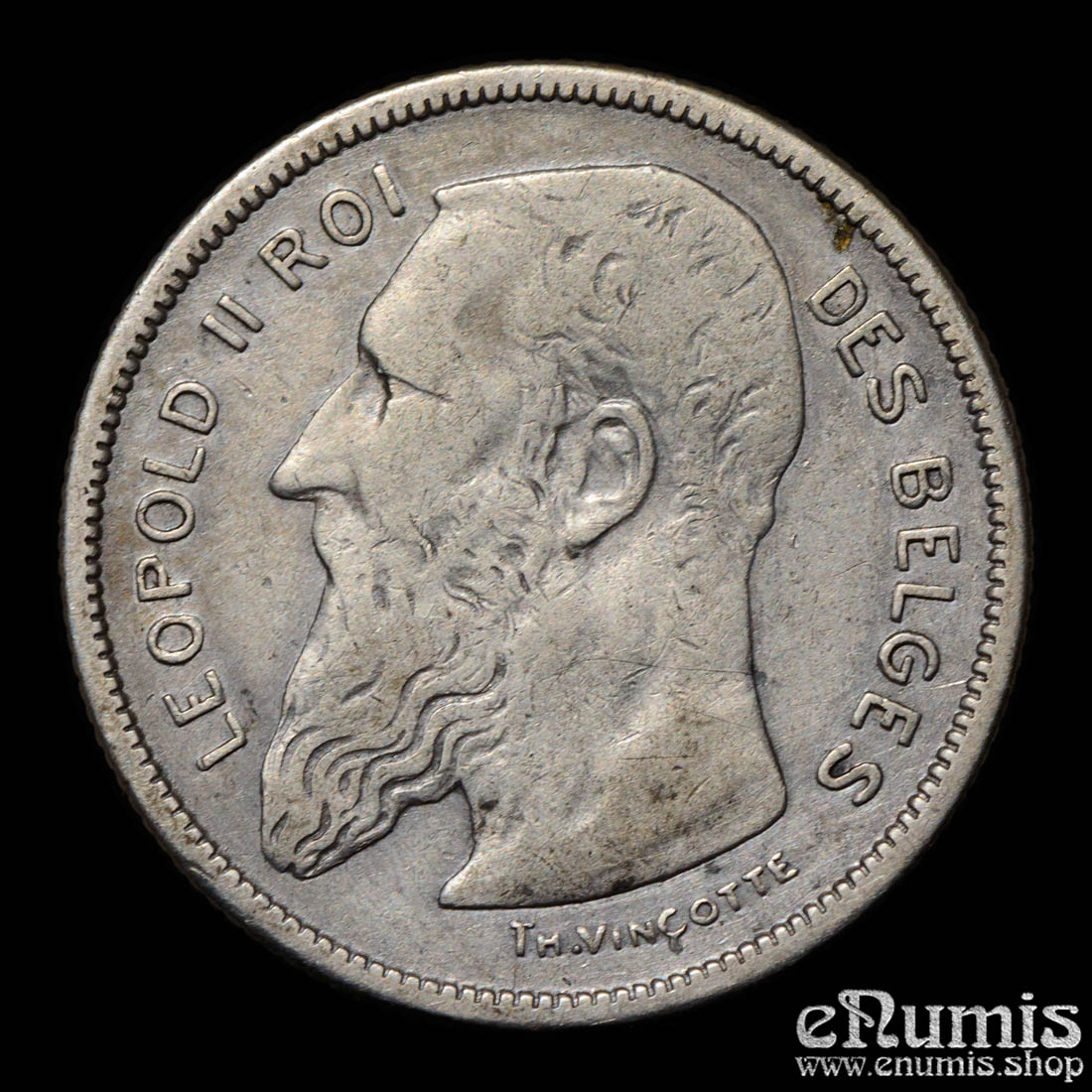 Belgium, Leopold II, 2 Francs 1904, des Belges, VF+ Belgium, Leopold II, 2 Francs 1904, des Belges, VF+
