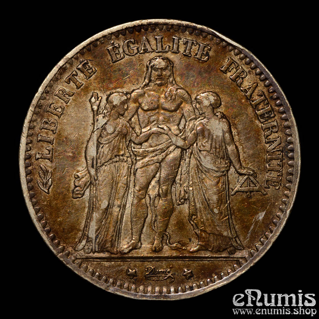 France, Third Republic, 5 Francs 1876 A, Paris, Toned, aXF