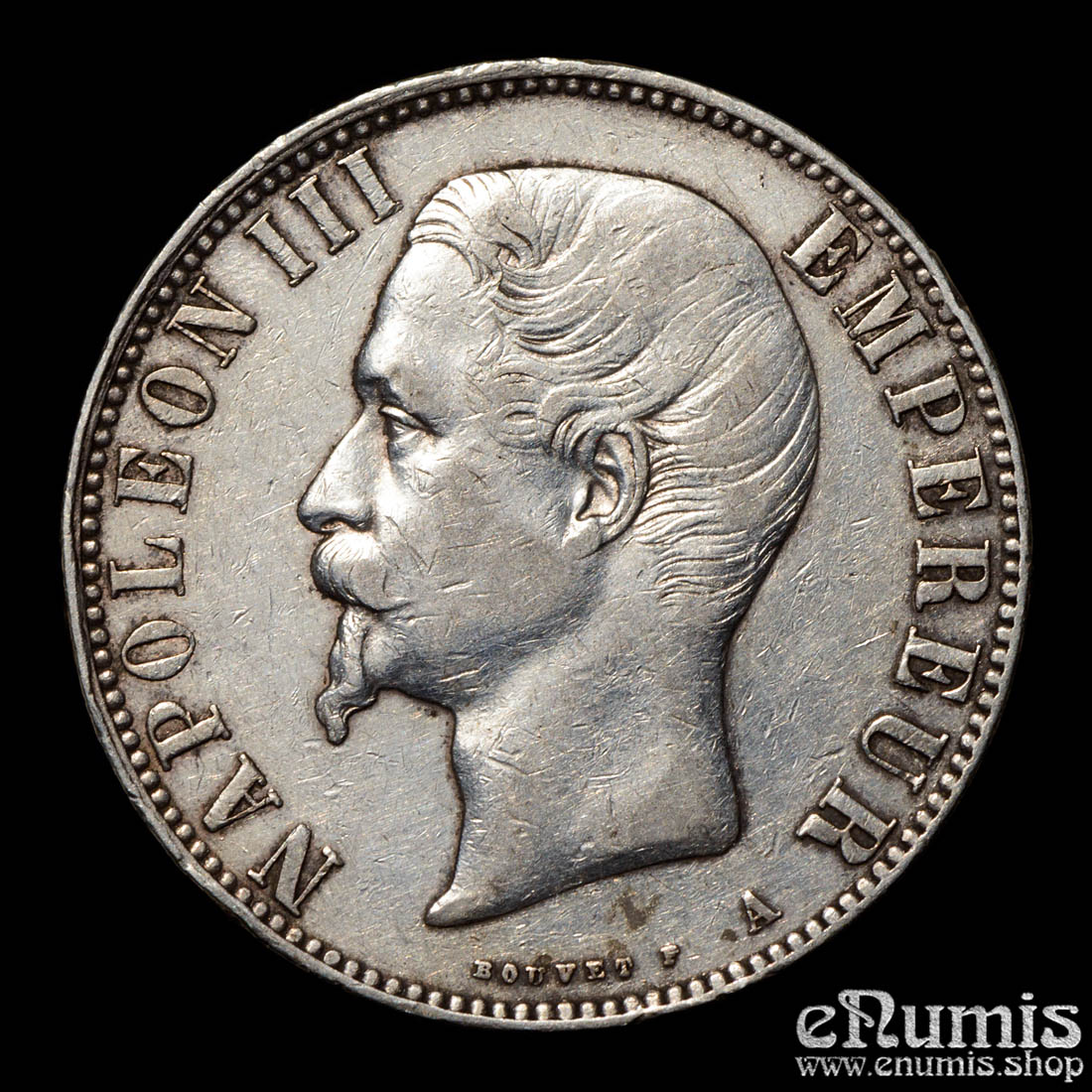 France, Napoleon III, 5 Francs 1855 A, Paris, XF