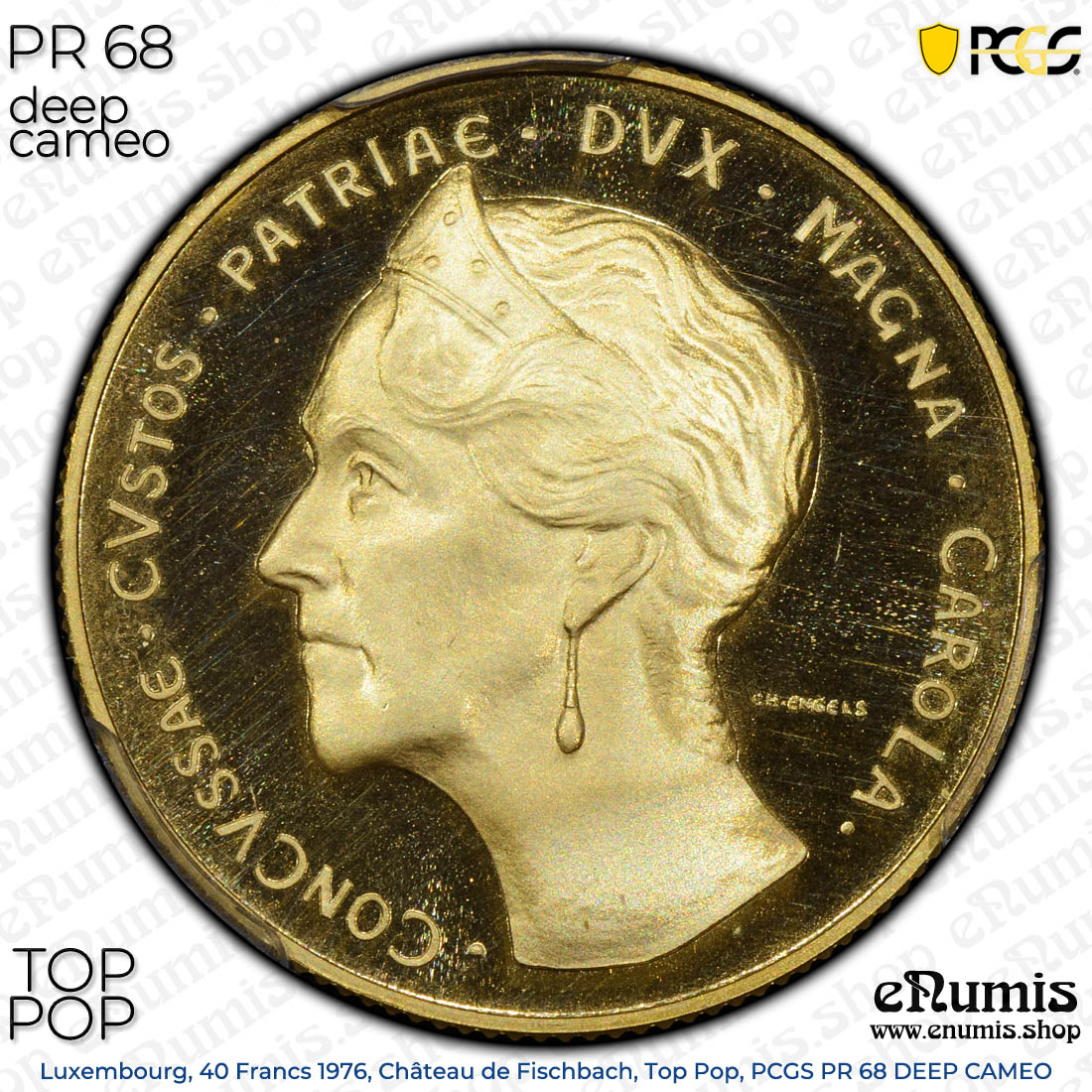 Luxembourg, 40 Francs 1976, Château de Fischbach, Top Pop, PCGS PR 68 DEEP CAMEO
