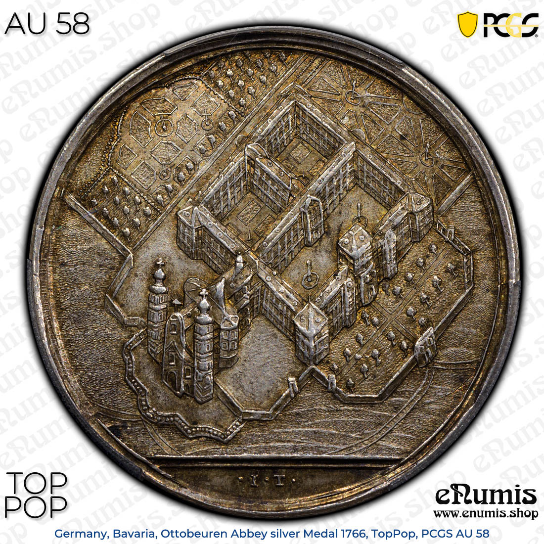 Germany, Bavaria, Ottobeuren Abbey silver Medal 1766, TopPop, PCGS AU 58