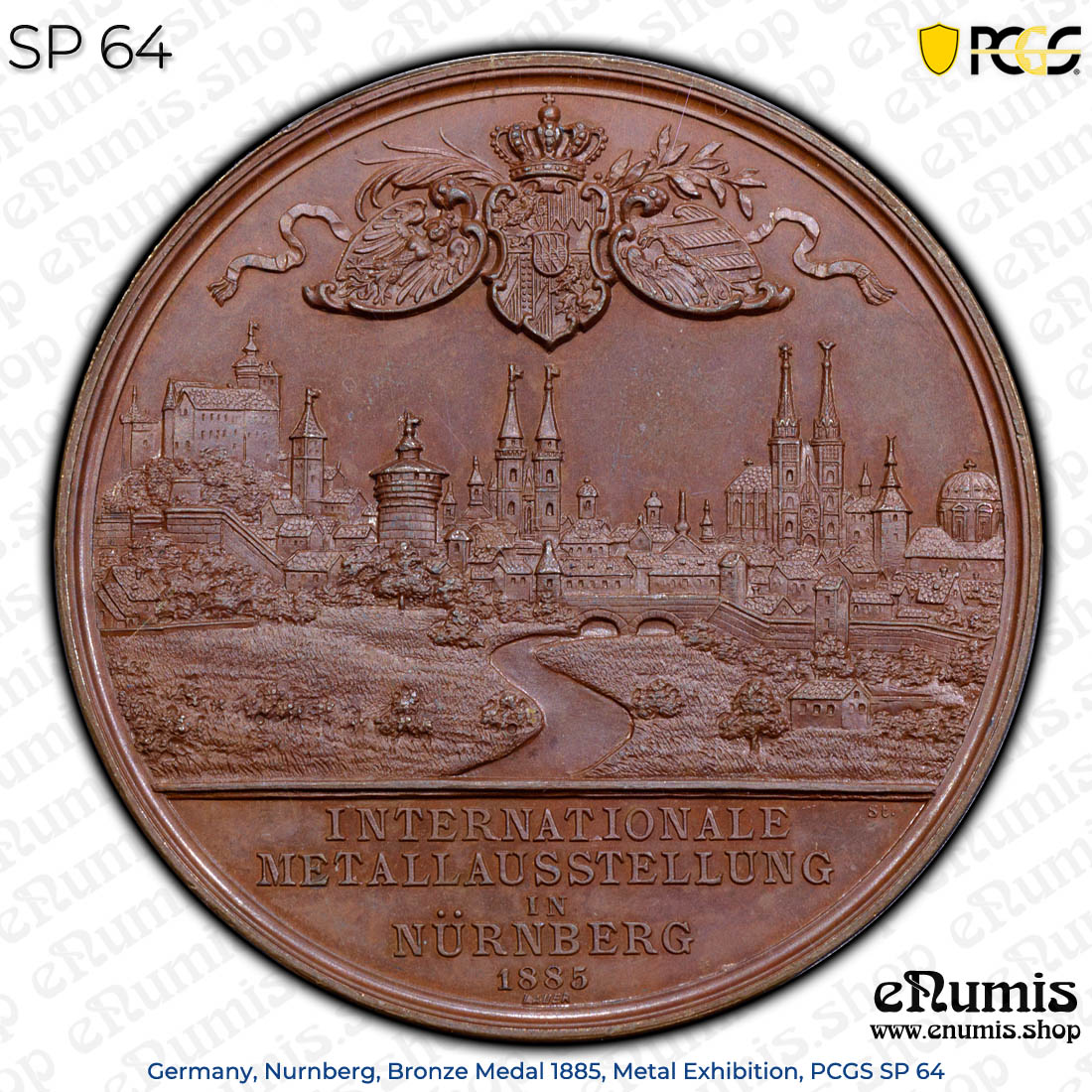 Germany, Nurnberg, Bronze Medal 1885, Metal Exhibition, PCGS SP 64